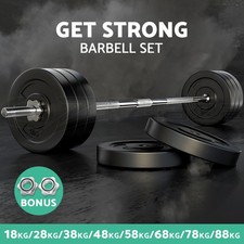 Everfit Barbell Weight Set 18kg 28kg 38kg 48kg 58kg 68kg 78kg 88kg  Home Gym