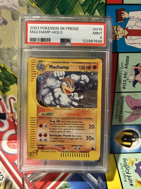 2003 POKEMON SKYRIDGE #H15 MACHAMP-HOLO PSA 9 SWIRL