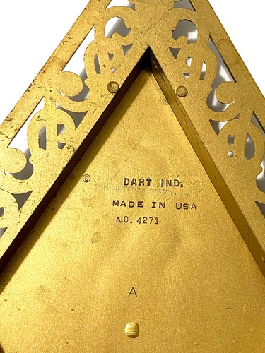 Set 2 Vintage DART Diamond Gold MCM Plaques Hollywood Regency Syroco Violin Key - Picture 8 of 8