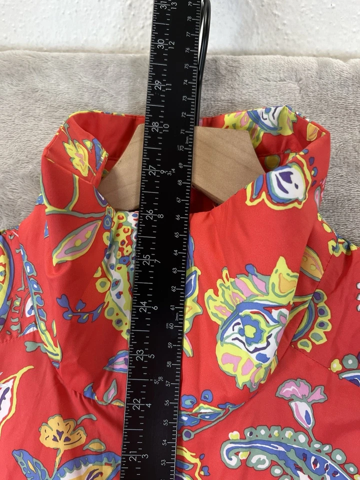 RLX Ralph Lauren Womens Golf Vest Small Coral Paisley Full Zip Pockets Outdoors - Image 4 of 4