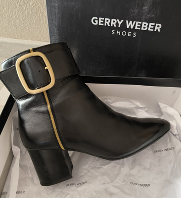 Stiefel Stiefeletten echtes Leder Gerry Weber Schwarz Gr. 38 wie Neu