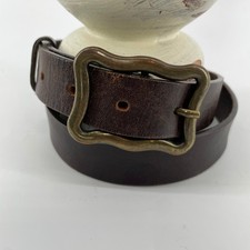 Vtg GAP Leather Belt Size 30 S Brown Brass Buckle Y2K Casual 1"Wide Italy Made