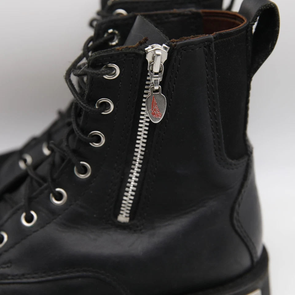 Botas femininas Red Wing com zíper lateral Chukka motociclista couro preto 1668 tamanho 8 - Imagem 3 de 4