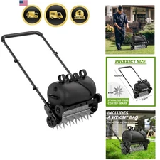 Lawn Aerator Spike Tool with 42in Handle and Weight Bag for Lawn Aeration