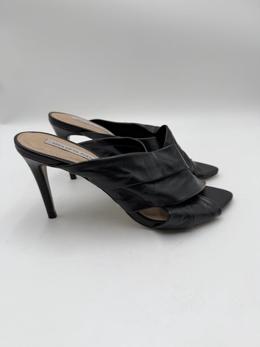 Women’s Saks Fifth Avenue Black leather slide mules Size 7.5M