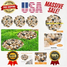 Elegant 12-Inch Round River Rock Stepping Stones - Set of 3 for Outdoor Pathways