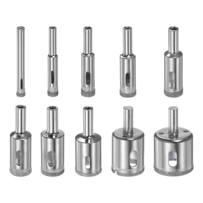 10pcs Diamond Drill Bit Set 1/4'' - 1-1/4'' 6mm-32mm Hollow Drill Bits Hole Saw