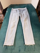 Rag Bone Jeans Size 25 Womens Blue Stretch Pants Mid Rise Fray Hem Ankle