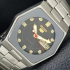 GENUINE VINTAGE SEIKO 5 AUTOMATIC 6309A JAPAN MENS BLACK DIAL WATCH a702519-1