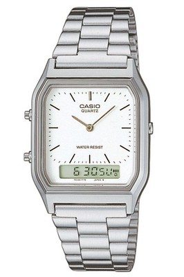 CASIO Collection Edgy Uhr Ana-Digi Silber/Weiß AQ-230A-7DMQYES