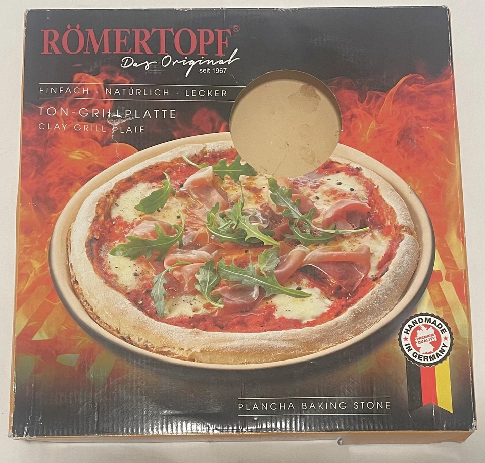 Original RÖMERTOPF BBQ Pizzastein / Backstein 32cm Keramik feuerfest Grill Ofen - Bild 2 von 4