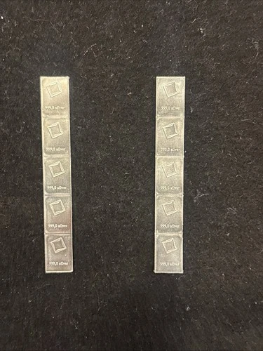 10 Valcambi 0.999 Pure Silver Bullion Bar 1 Gram Bars Lot of 10