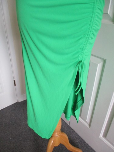 Zara - Lime Green, Ruched/Tie Side, Drape Top, Strappy, Bodycon Maxi Dress - M - Picture 4 of 13