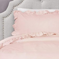 Lush Decor Reyna 3-Piece Ruffled Comforter Set w Pillow Shams, Full/Queen, Blush
