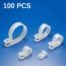 100 Pieces Nylon R Type 1/4" Cable Clamp Clip Cord Wire Organizer Fastener Clear