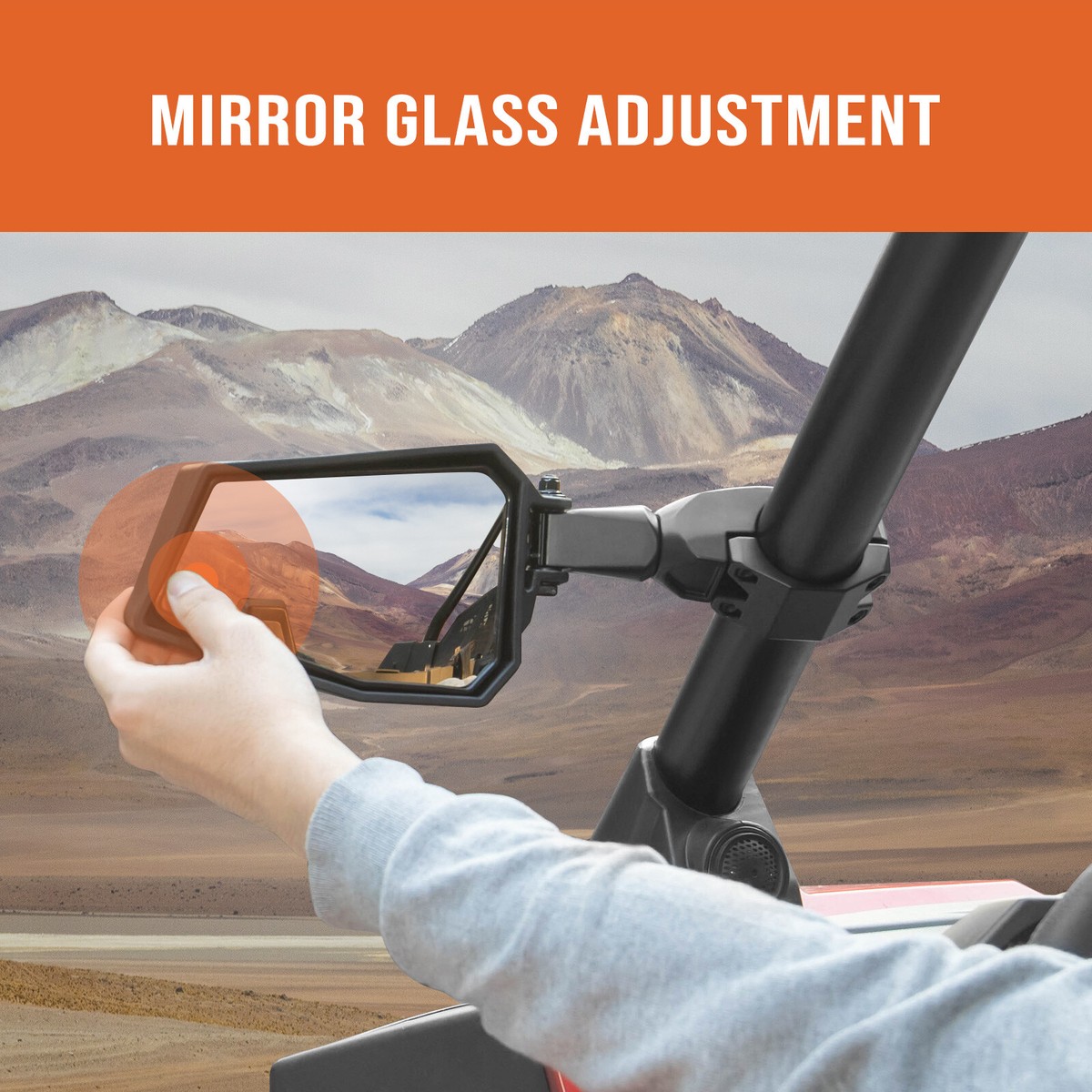 UTV Side View & Rear Center Mirror Set For Polaris RZR, Kawasaki, Honda, Can-Am & More