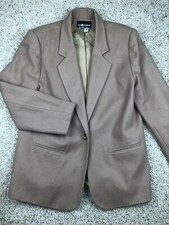 Sag Harbor Women s Pure Wool Blazer Size 14 Brown Beige Career Business