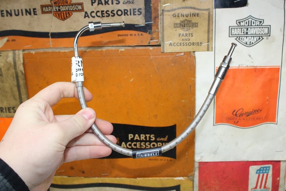 Línea de freno delantero trenzado Harley 14" hecha en EE. UU. 45114-77 FX Super-Glide XL NUEVO Foto 2 de 4