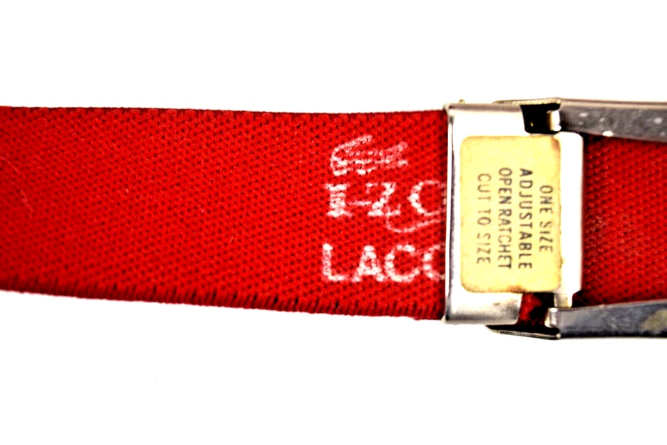 Lacoste Belt VTG Izod Lacoste Red Belt Gold Buckle 70s 80s 32" Waist - Image 4 of 4