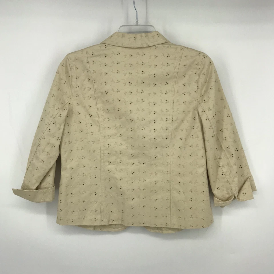 Studio Works бежевый отверстие вышивка блейзер 3/4 рукава женщин миниатюрный 4P EUC - Изображение 2 из 3