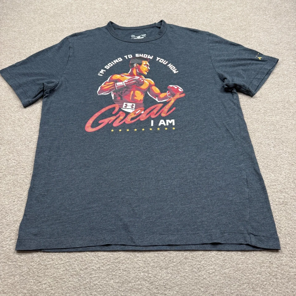 Camiseta gráfica Muhammad Ali Under Armour para hombre talla L gris boxeo UA elástica Foto 3 de 4