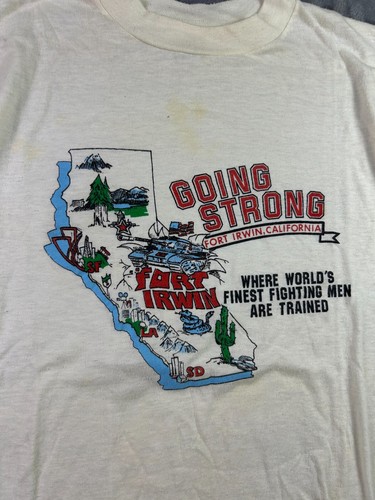 Vintage 80s Fort Irwin California Military T-Shirt Artex M USA Made Army Tee - Picture 2 of 7
