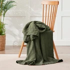 Cotton Muslin Blanket Soft Cooling Summer Gauze Olive Green Fits 50x70 Inch