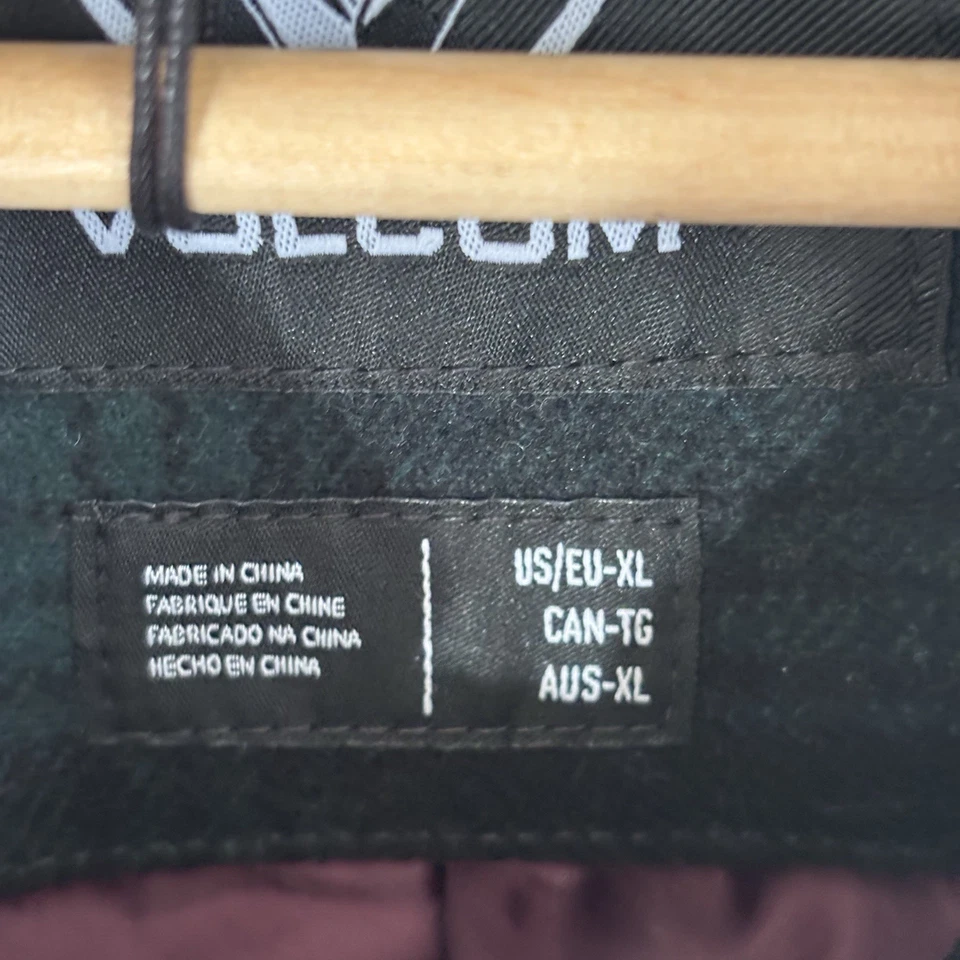 Volcom Stone Lords Men’s XL Green Plaid Wool-Blend Parka Jacket Long Coat NWT - Image 4 of 4