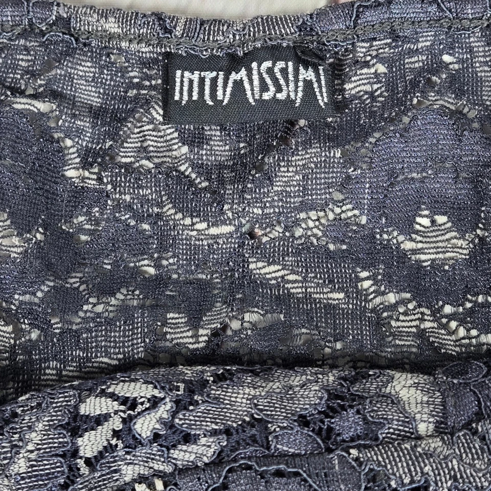 Vestido camisola Intimissimi para mujer gris negro de encaje transparente Babydoll quimise Foto 3 de 4