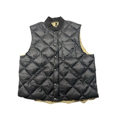 Todd Snyder New York Diamond Quilted Down Vest Black Tan Reversible Mens XXL