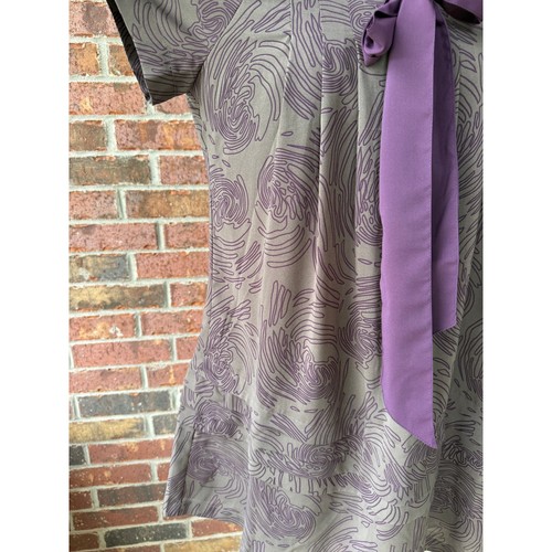 NWT Tulle Los Angeles grey & purple shift dress - front tie - abstract - size M - Picture 8 of 15