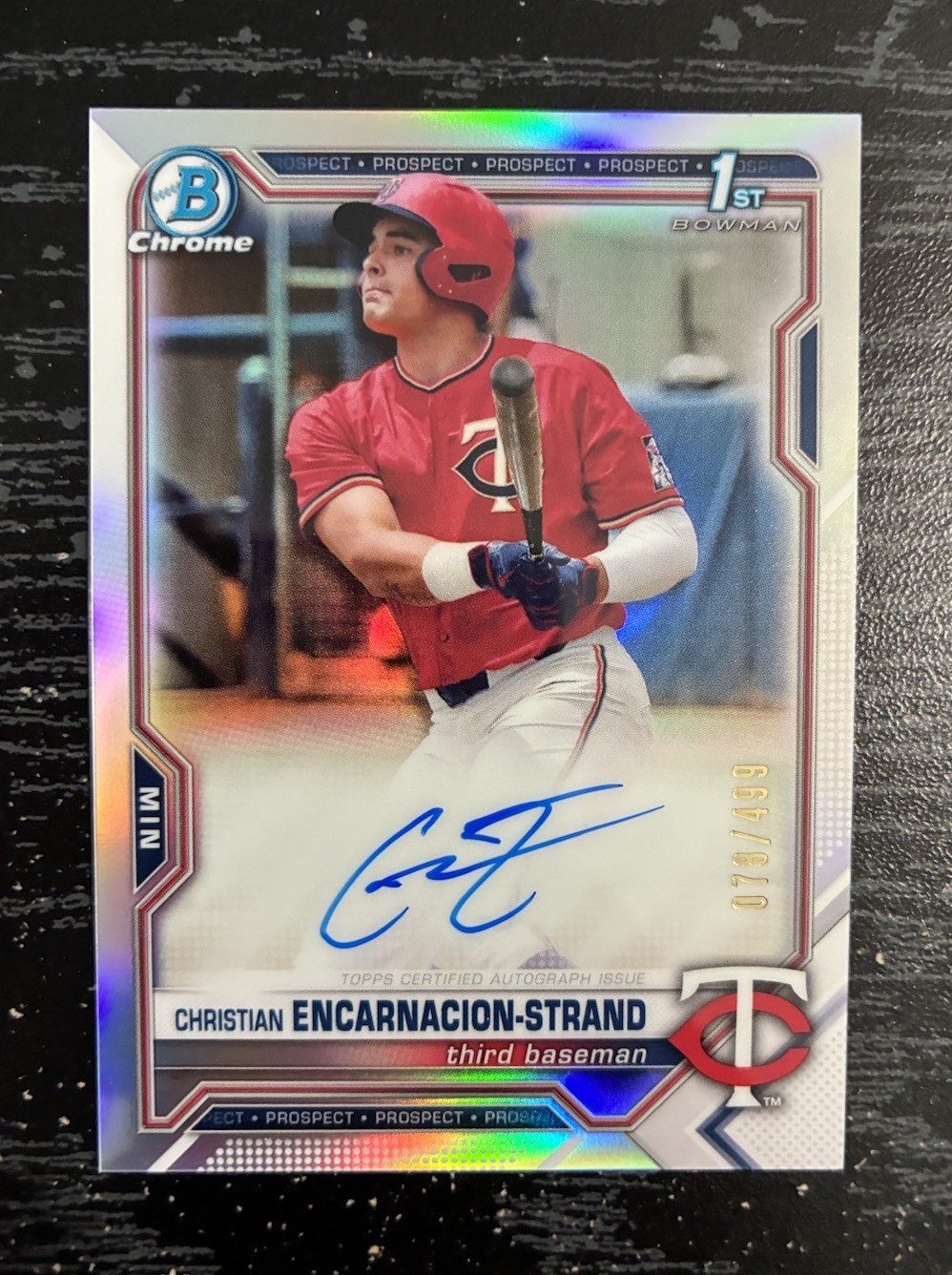 2021 1st Bowman Auto Chrome Christian Encarnacion-Strand #CDA-CE Refractor /499