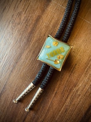 VTG MCM Bolo Tie YUKON Territory Turquoise Gold Rush Prospecting Mining Souvenir