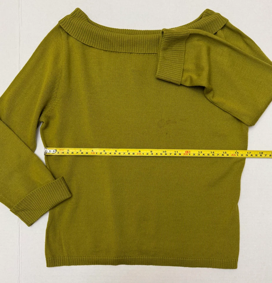 GUC Ann Taylor Loft Women's Green Off The Shoulder Long-Sleeve Sweater SZ M - Image 3 of 4
