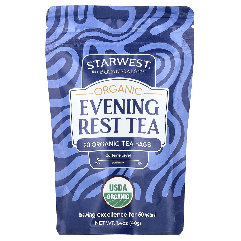Organic Evening Rest Tea, Caffeine Free, 20 Organic Tea Bags, 1.4 oz (40 g)