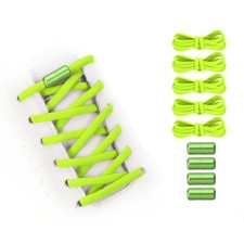 Elastic No Tie Shoelaces Replacement 5Pcs with 4 Metal Buckles, Light Green