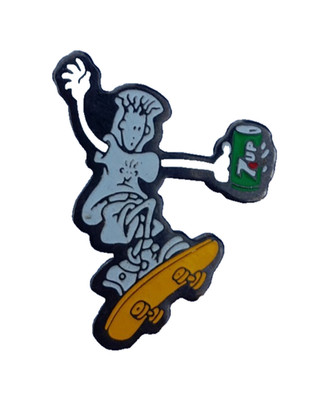 Vintage 1980er/90er FIDO DIDO 7-UP 7UP SOFTDRINKS MASKOTTCHEN PROMO PIN ABZEICHEN
