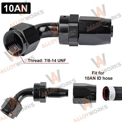 10AN Hose End Fitting 60 Degree Swivel for CPE Braided Fuel Hose Black