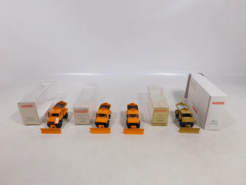 4X Wiking H0 1:87 646 Modello Comunale Unimog Con Pala Neve Mint+Box #ED465-0,5 - Immagine 4 di 4