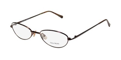 NEW VERA WANG V42 GLASSES METAL CH FULL-RIM WOMENS BROWN CAT EYE ITALY 51-18-135