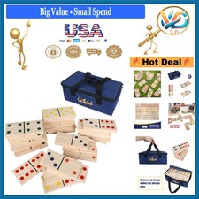 Giant Wooden Dominoes Game Set for Adults  Kids 28-Pcs Portable Outdoor Toy