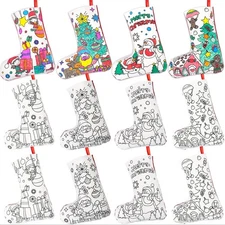 12 piece DIY Christmas stocking set- DIY coloring holiday stocking for Christmas