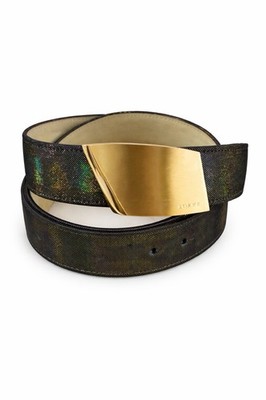 Loewe Madrid Iridescent Leather Belt Gold Buckle Size 75 Loewe Pebble Leather Skinny Belt | Neiman Marcus main image 4