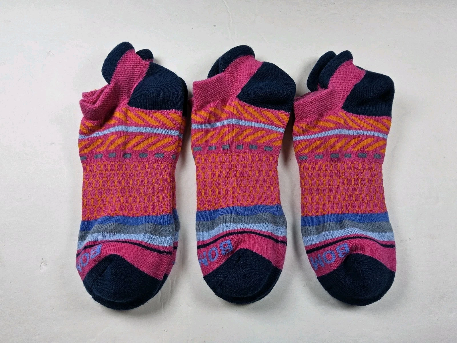 Bombas Original Pattern Lot Of 3 Pairs Ankle Socks Size M
