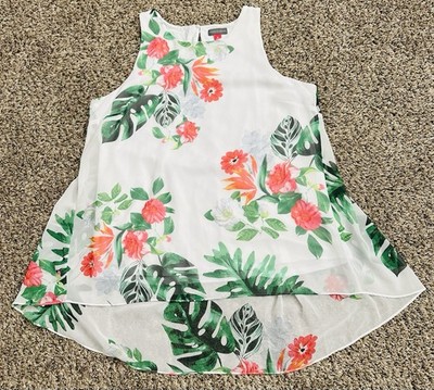 Vince Camuto Womens Sleeveless Tropical Cruise High low Back Floral  Sz M Q1004