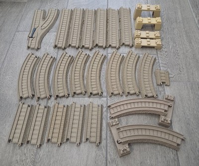 Thomas Trackmaster Plastic Tan Track Lot Curved Straight Start Stop Switch 28 Pc