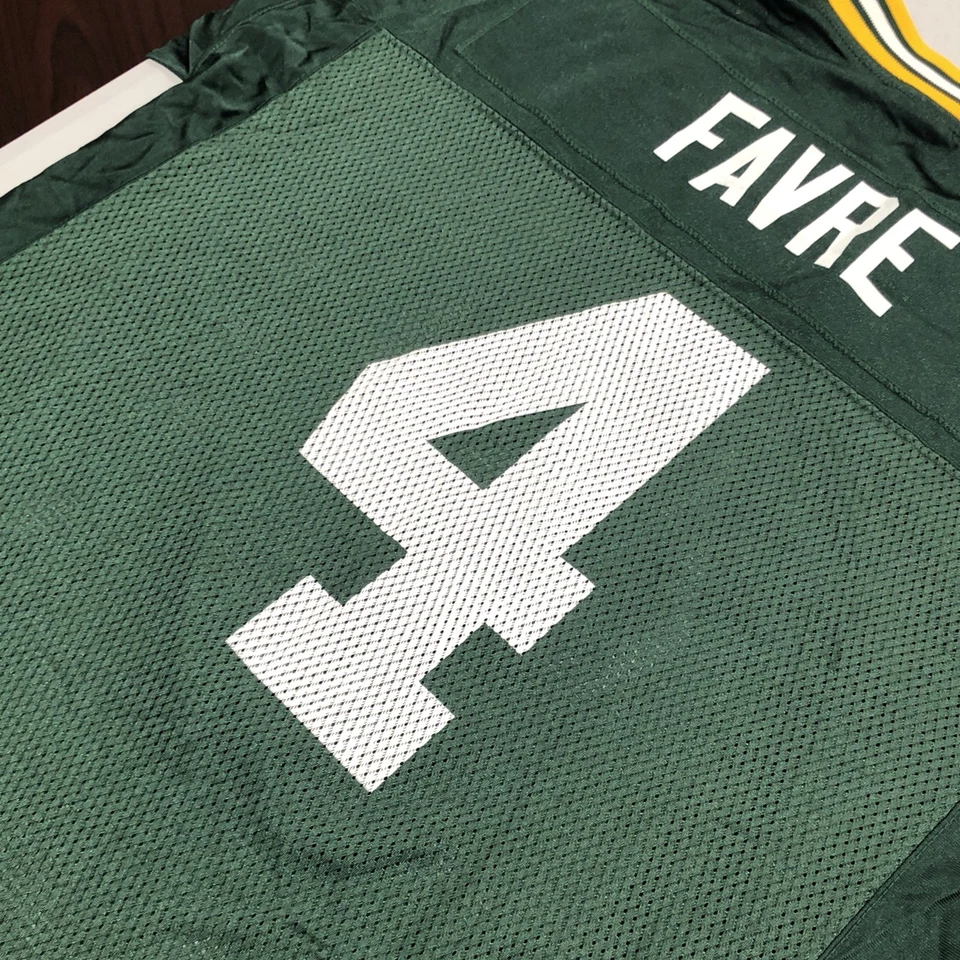 AUTÉNTICA CAMISETA REEBOK Green Bay Packers Brett Favre #4 para hombre equipo grande NFL Foto 4 de 4