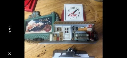 Vintage 1990 Coca Cola 3D Plastic Billboard & Service Gas Station Wall Clock