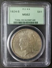 1924 S $1 Peace Silver Dollar PCGS MS62