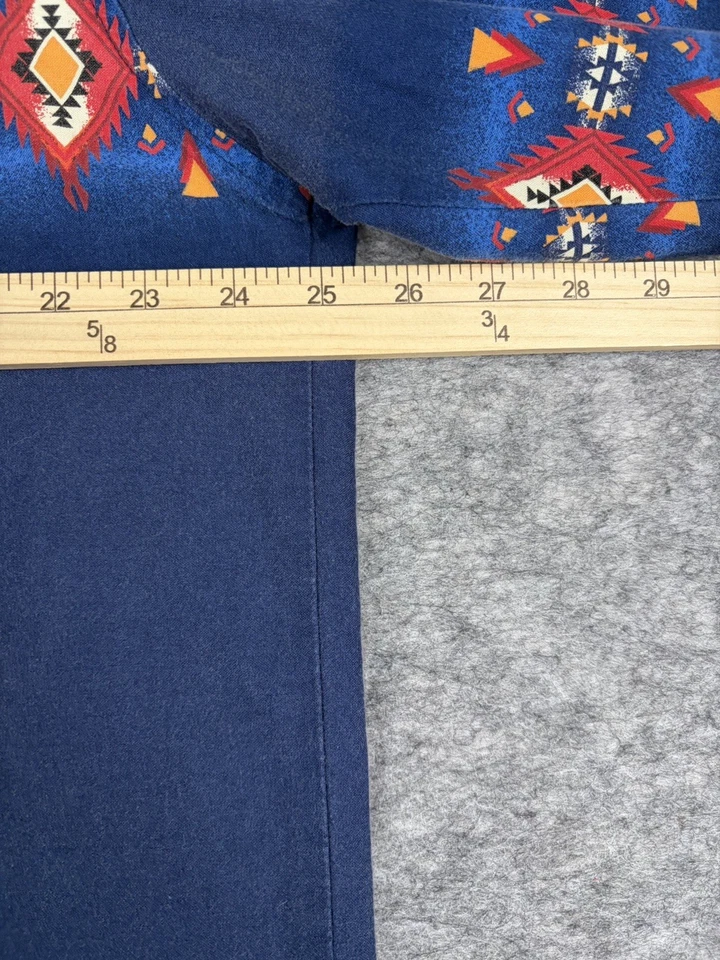 Wrangler Shirt Mens XL Blue Pearl Snap Southwestern Aztec Stripe Western - Image 4 of 4